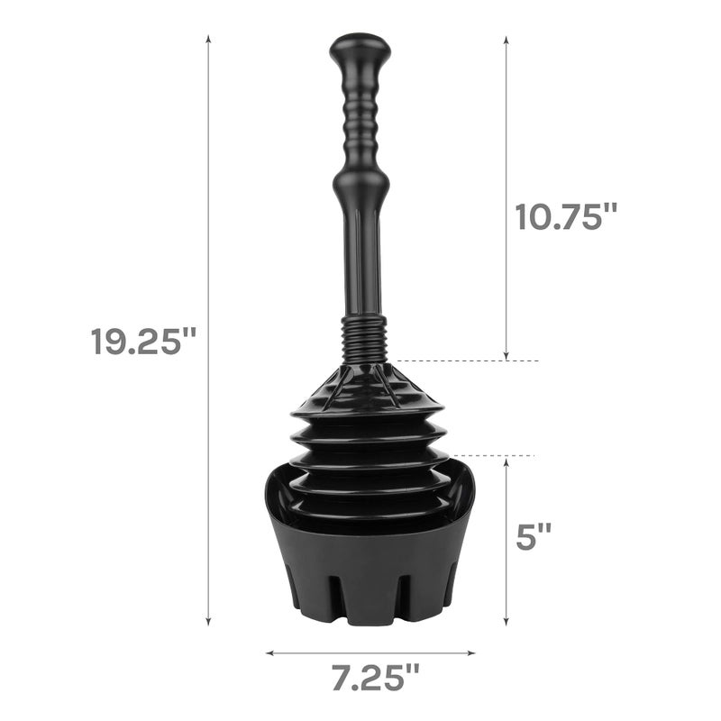 JS Jackson Supplies Black Bellows Accordion Toilet Plunger with Black Storage Tray - Image 2